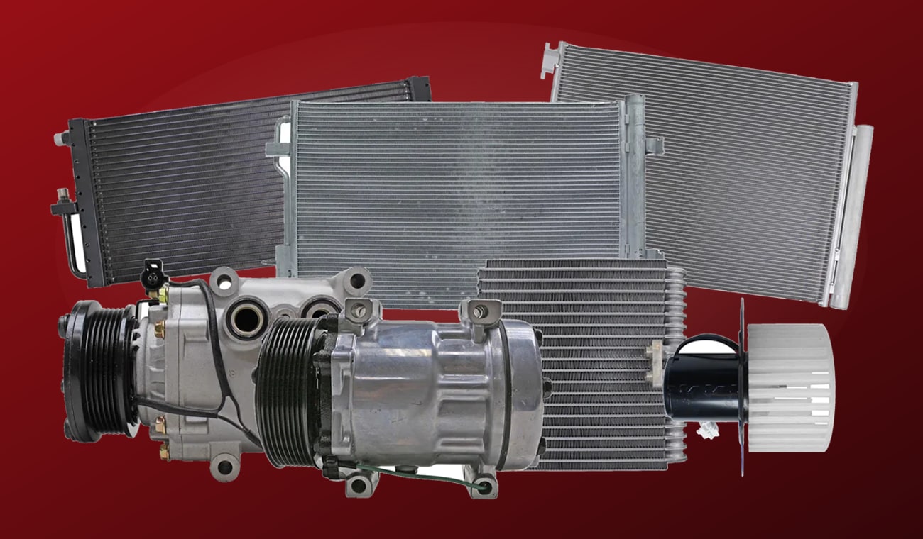 Peças para ar-condicionado automotivo: compressores, condensadores, evaporador e ventilador