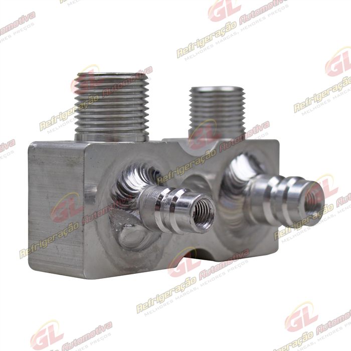 Válvula Conector com Válvula de Serviço Compressor Harrison Chevrolet Corsa com Serviço R134a - Alumínio — foto 2