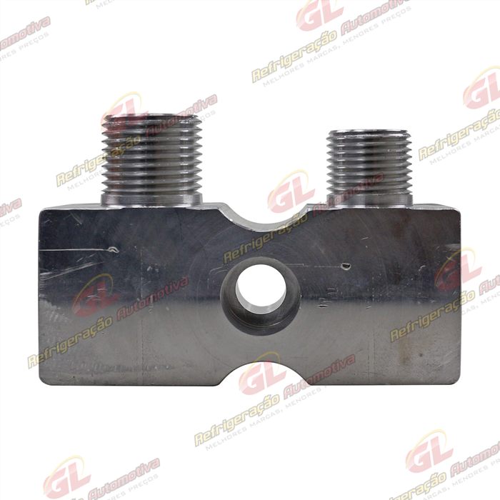 Válvula Conector s/ Válvula de Serviço Compressor Harrison/ Delphi CVC Chevrolet Corsa/ Vectra/ S10 2.4 e 2.8 Diesel - Alumínio — foto 2