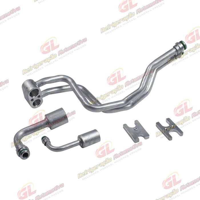 Conector Duplo de Saida do Evaporador Fiat Palio Fire com Válvula Original - Alumínio