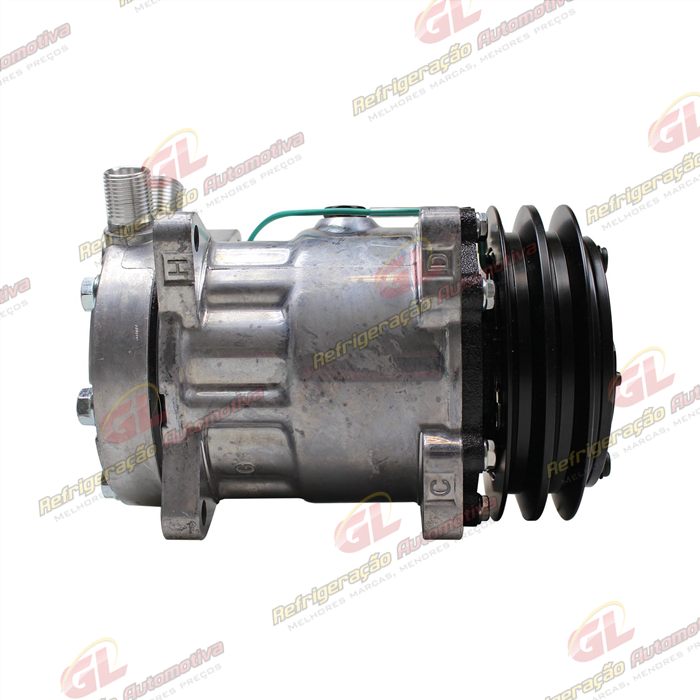 Compressor Modelo AA7H15AA 8 Orelhas - 24 Volts Polia 2A 132mm Saida Vertical 200cc Máquina New Holland / Máquina Empilhadeira Kalmar DRF450 R134a — foto 5