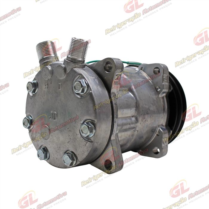 Compressor Modelo AA7H15AA 8 Orelhas - 24 Volts Polia 2A 132mm Saida Vertical 200cc Máquina New Holland / Máquina Empilhadeira Kalmar DRF450 R134a — foto 6