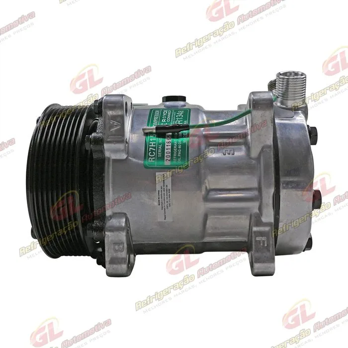 Compressor Modelo Sanden AA7H15AA 8 Orelhas 200cc Caminhão MAN TGX 2010 > / Meteor Motor MAN 2020 > - 24 Volts Polia 8pk 119mm R134a OEM: 2V3820803/ 2V5820803B