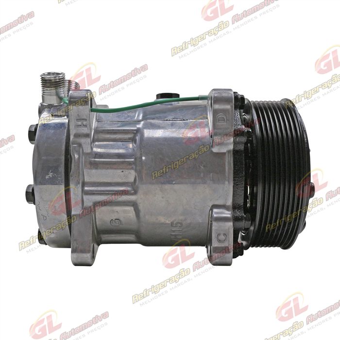 Compressor Modelo Sanden AA7H15AA 8 Orelhas 200cc Caminhão MAN TGX 2010 > / Meteor Motor MAN 2020 > - 24 Volts Polia 8pk 119mm R134a OEM: 2V3820803/ 2V5820803B — foto 5