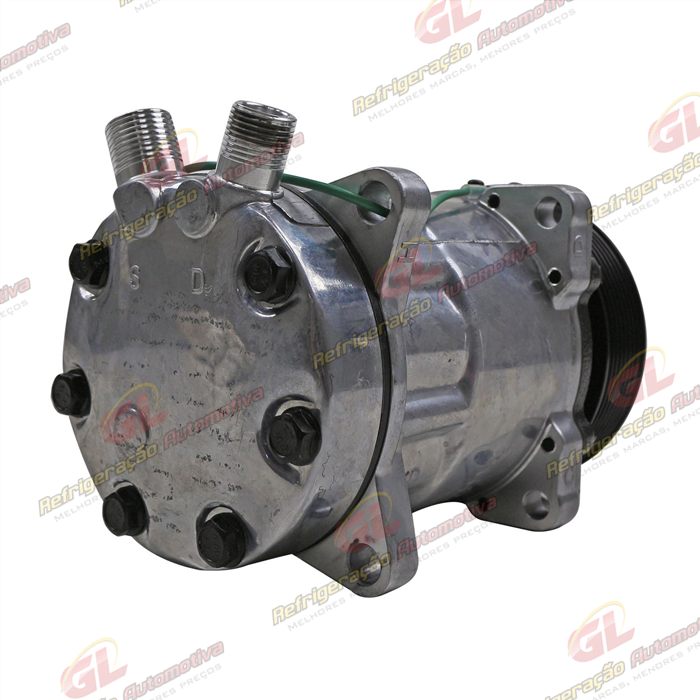 Compressor Modelo Sanden AA7H15AA 8 Orelhas 200cc Caminhão MAN TGX 2010 > / Meteor Motor MAN 2020 > - 24 Volts Polia 8pk 119mm R134a OEM: 2V3820803/ 2V5820803B — foto 6