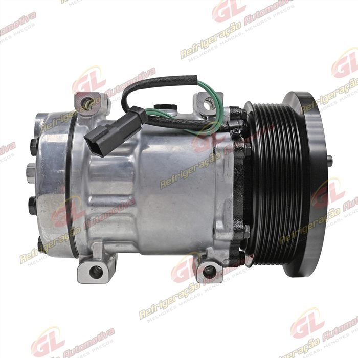 Compressor AB7H15AB 4769 Máquina Caterpillar D4E Parafuso Passante Saída p/ Pressostato - 24 Volts Polia 8pk 153mm OEM: 163-0872/ 394-9671/ 464-9988/ 277-7245 — foto 5