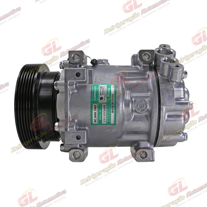 Compressor Modelo Sanden SD7V16 Renault Duster/ Clio/ Megane/ Scenic/ Kangoo/ Logan/ Sandero/ Nissan OEM: 8200802609 - 12 Volts Polia 6pk 125mm