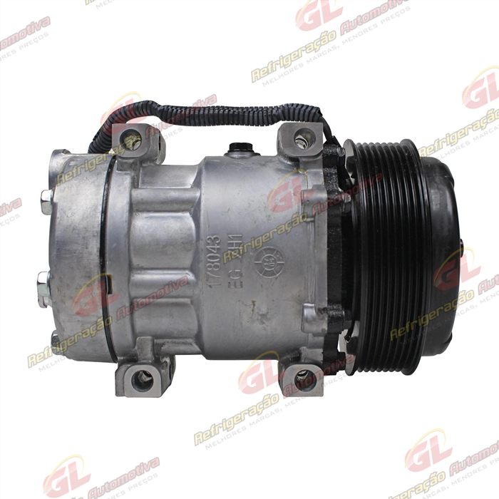 Compressor 7H15 SANDEN Original 8044/ 8242/ 8112/ 6028/ 8176 Caminhão NH 1999 Até 2006/ FH/ FM 1998 ATé 2007 Caminhão VM Todos / Máquina Volvo - 24 Volts Polia 8pk 132mm OEM: 11412631 — foto 5