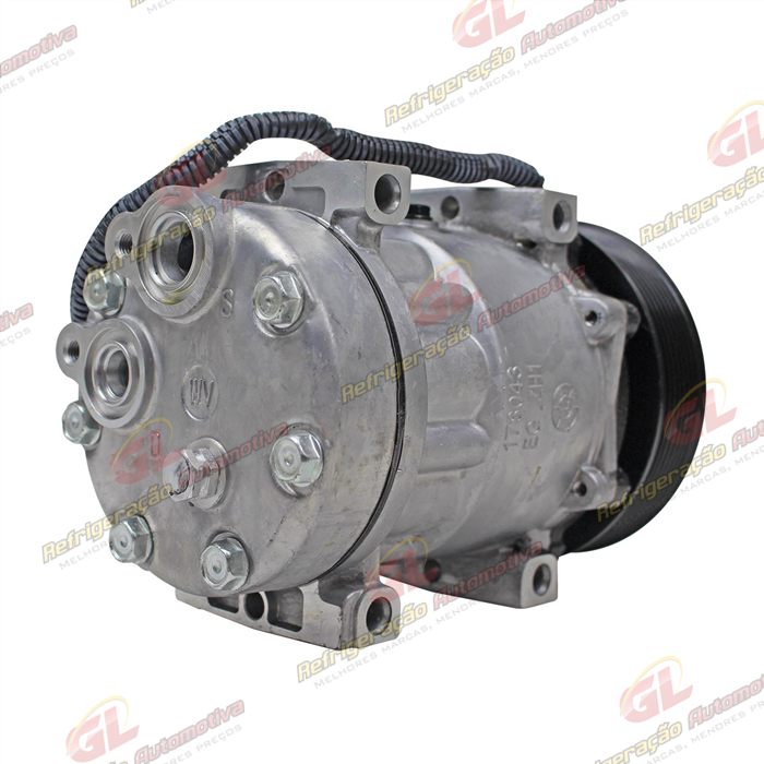 Compressor 7H15 SANDEN Original 8044/ 8242/ 8112/ 6028/ 8176 Caminhão NH 1999 Até 2006/ FH/ FM 1998 ATé 2007 Caminhão VM Todos / Máquina Volvo - 24 Volts Polia 8pk 132mm OEM: 11412631 — foto 6