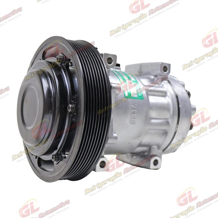 Compressor Modelo Sanden 5271A AB7H15AB Caminhão Volvo FH 2020> - 24 Volts Polia 8pk 180mm OEM: 84472607 — foto 3