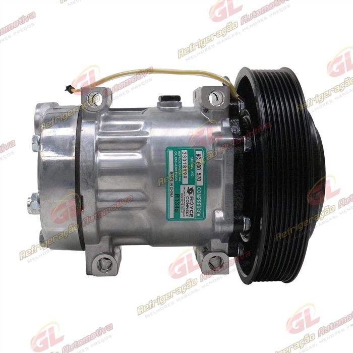 Compressor 7H15 4116U Caminhão Volvo FM/ FMX / FH 2008 Até 2019 - 24 Volts Polia 8pk 180 MM OEM: 20587125/ 85000458/ 84094705/ 85000458 — foto 4