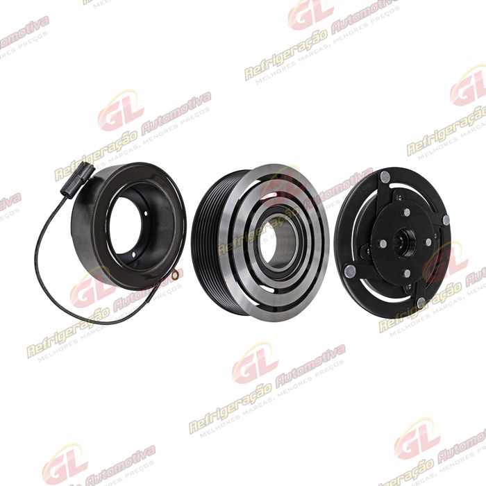 Conjunto de Embreagem do Compressor Denso 10P15 Caminhão Mercedes Benz Accelo/ Axor 2638/ Volkswagen Constellation - 24 Volts Polia 8pk 123mm
